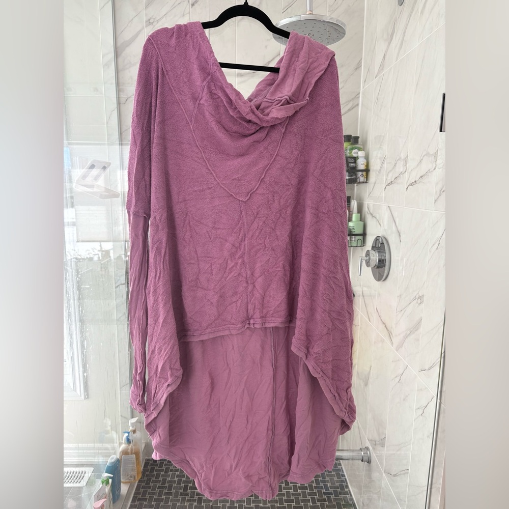 Free People pink high low hooded sweater sz m